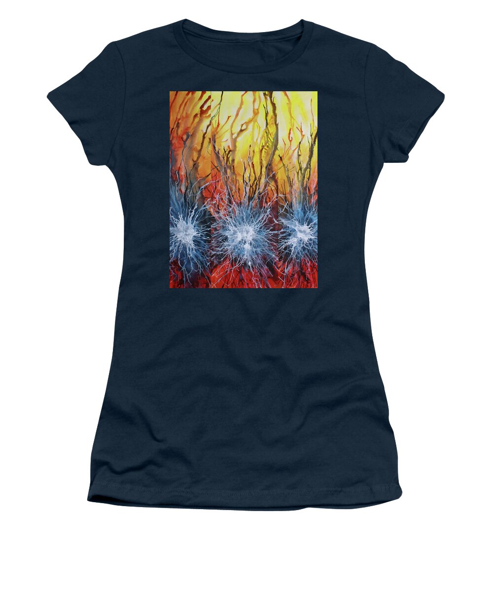 Abstract Women's T-Shirt featuring the painting Trilogy #1 by Michael Lang