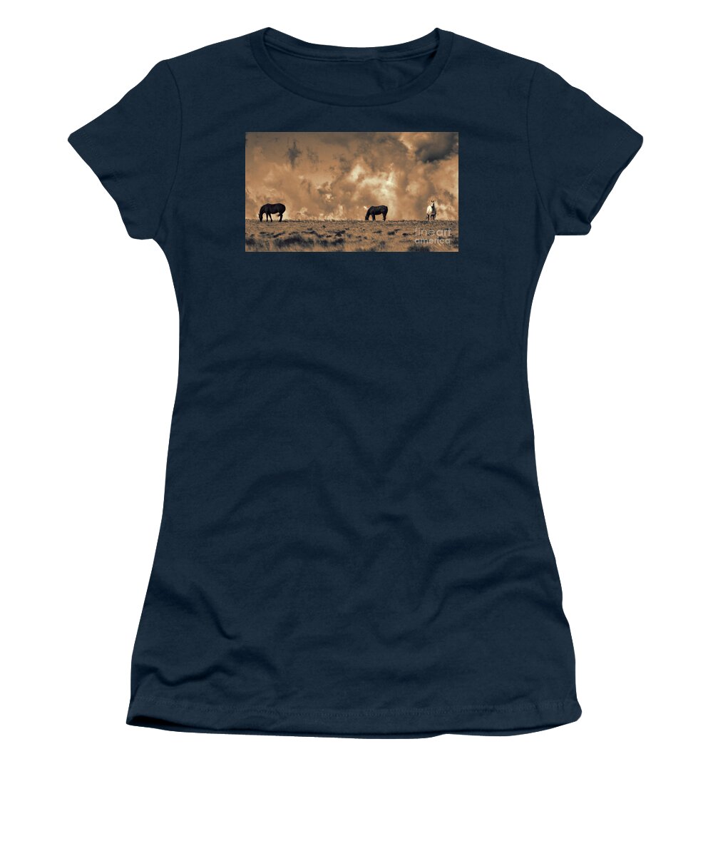 Mustangs Women's T-Shirt featuring the photograph Wild and Free #1 by Jim Garrison