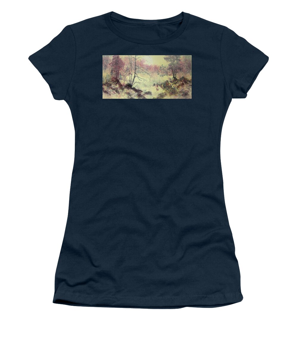 Watercolor Women's T-Shirt featuring the painting Woods and Wetlands #2 by Carolyn Rosenberger