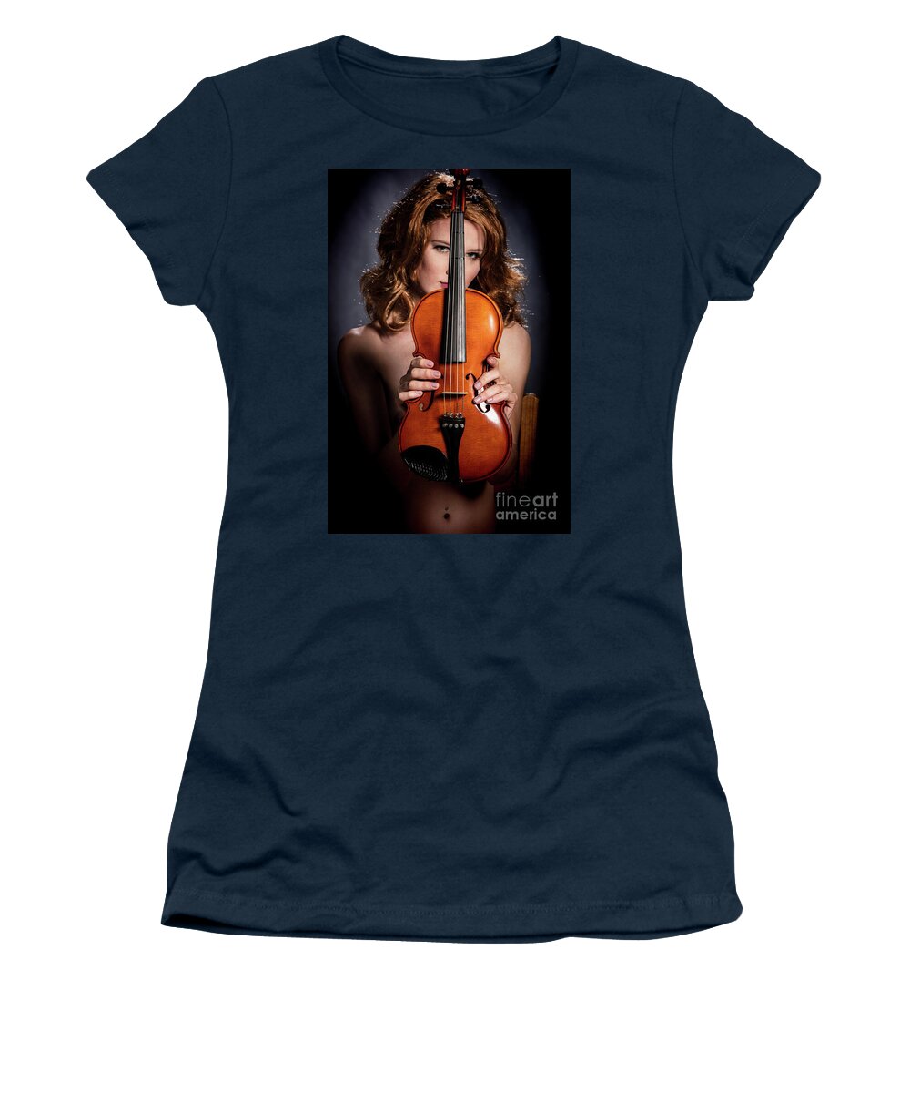 Color Women's T-Shirt featuring the photograph 124.1854 Violin Musician in Color #1241854 by M K Miller