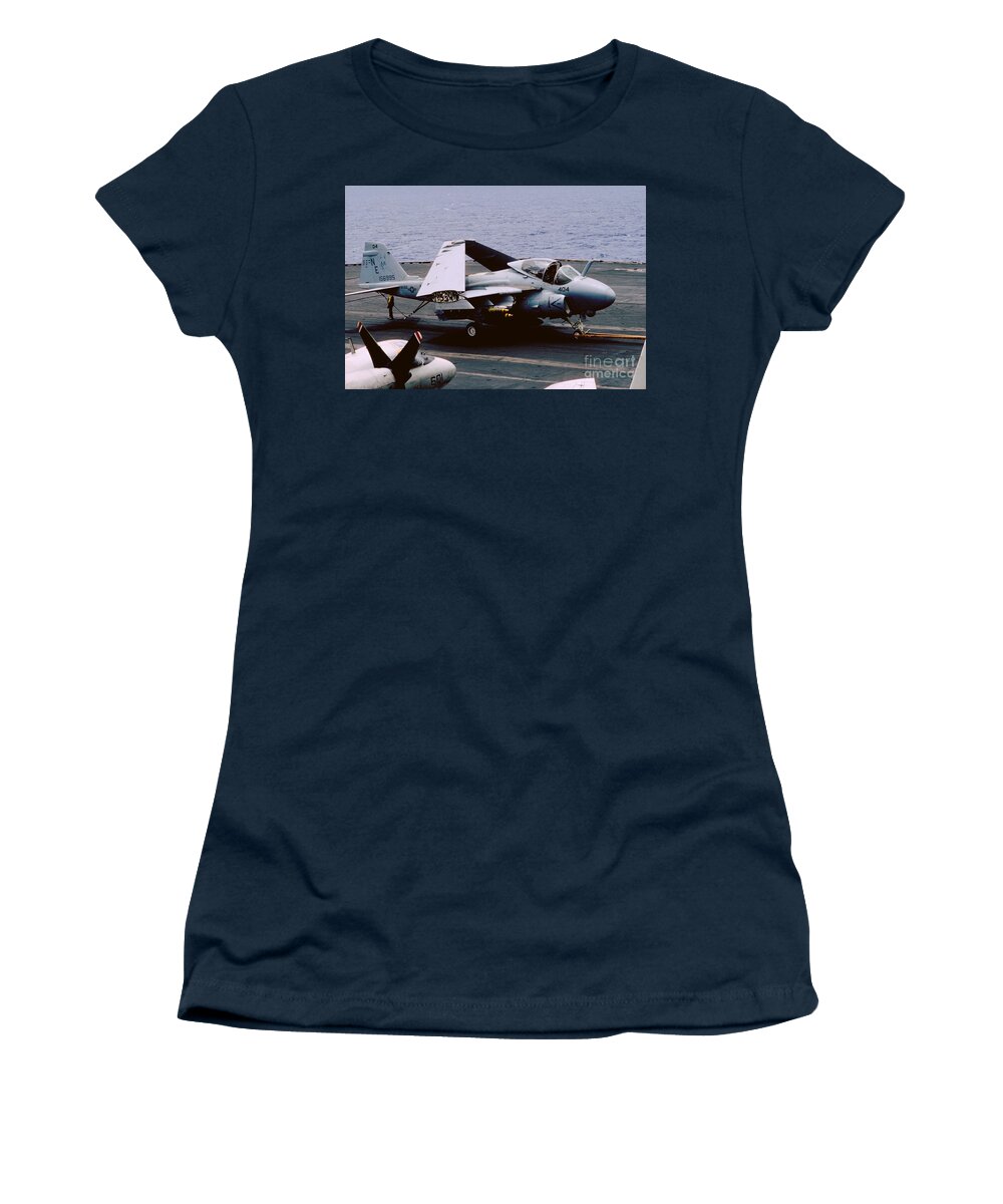 Uss Ranger Cva-61 Women's T-Shirt featuring the photograph 156995 VA-155, Grumman A-6 Intruder by Wernher Krutein