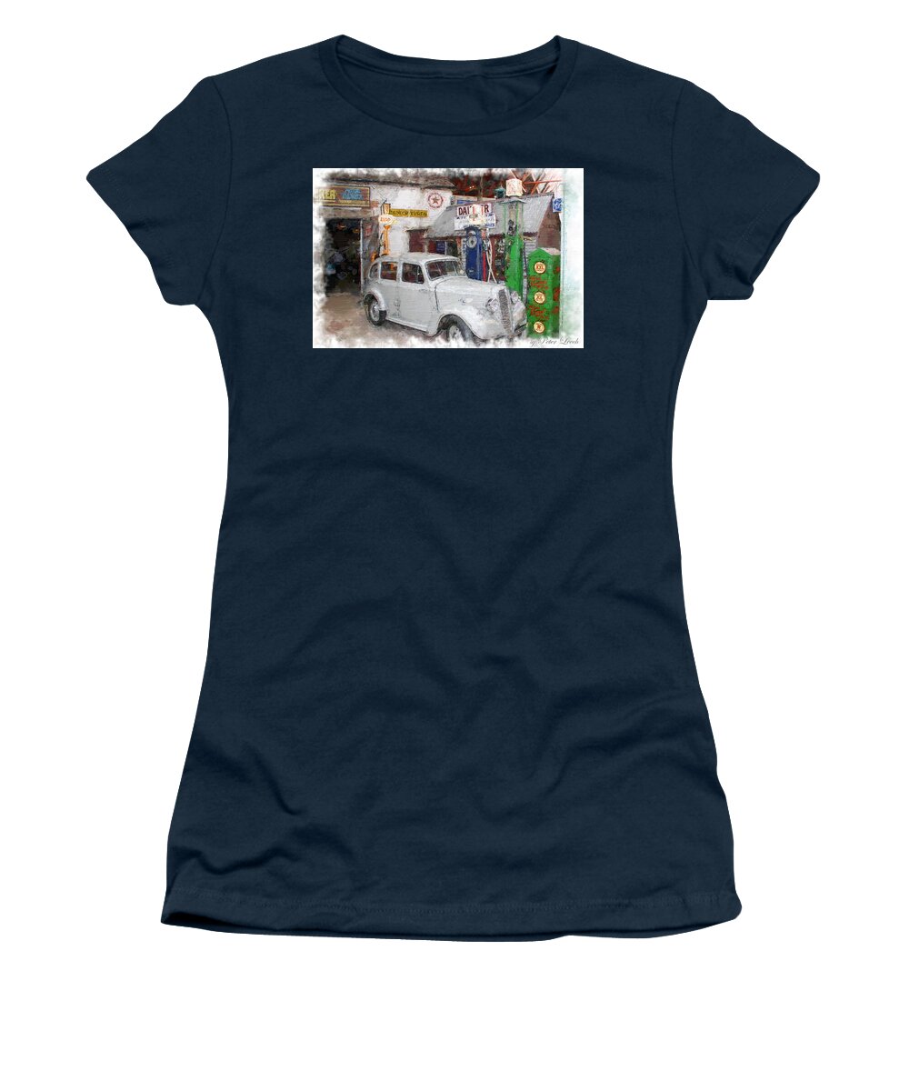 1950 Women's T-Shirt featuring the digital art 1950s Garage by Peter Leech