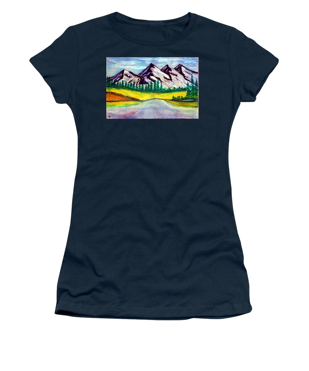 Pastel Painting Women's T-Shirt featuring the painting 2019#01_Mountain Lake by Armin Behnert