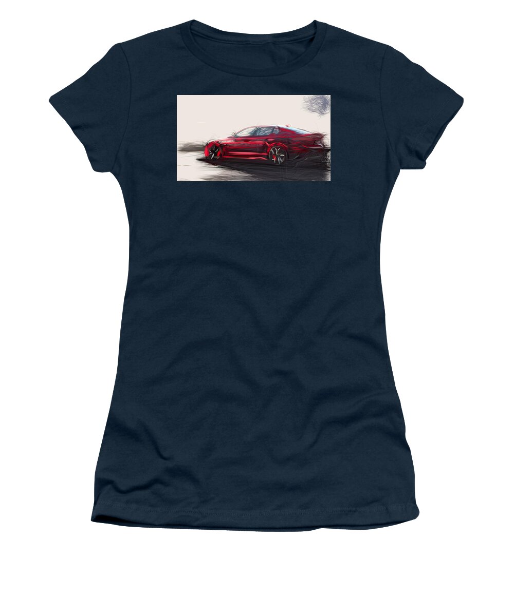 Kia Women's T-Shirt featuring the digital art Kia Stinger GT Drawing #4 by CarsToon Concept