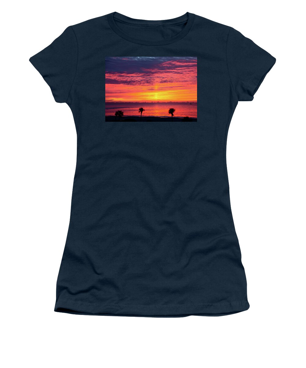 Background Women's T-Shirt featuring the photograph Ship Into Sunrise #3 by Darryl Brooks