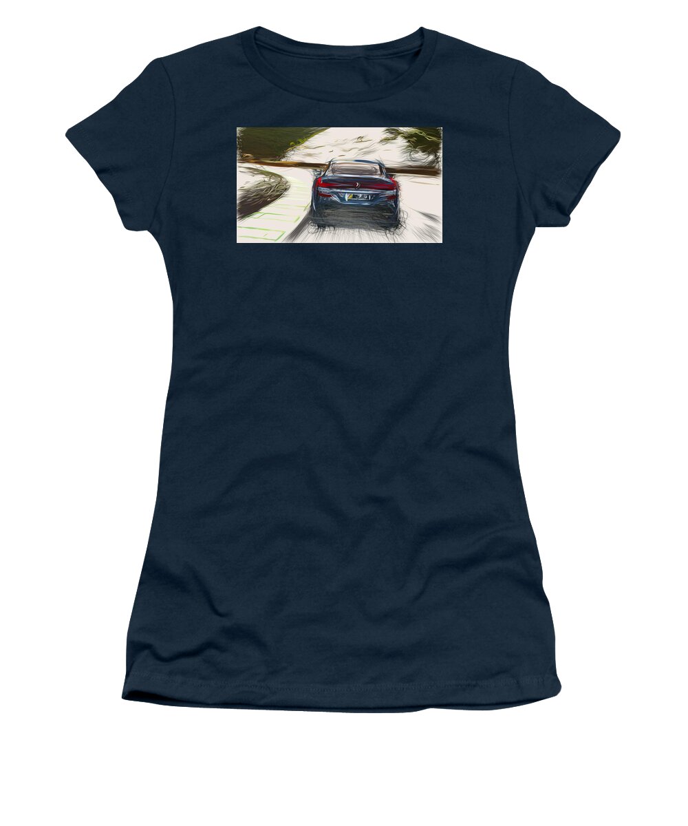 Bmw Women's T-Shirt featuring the digital art BMW 8 Series Coupe Drawing #8 by CarsToon Concept