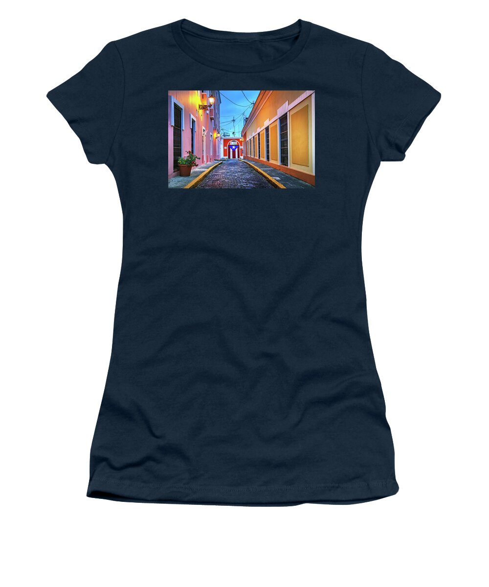 Estock Women's T-Shirt featuring the digital art Streets, Old San Juan, Puerto Rico #8 by Claudia Uripos
