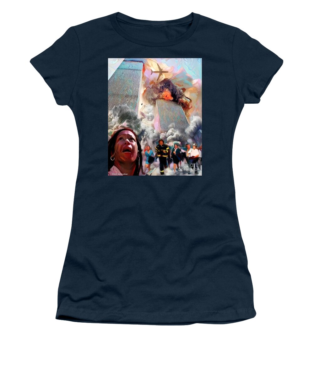 911 Art Women's T-Shirt featuring the painting 911 by Carl Gouveia