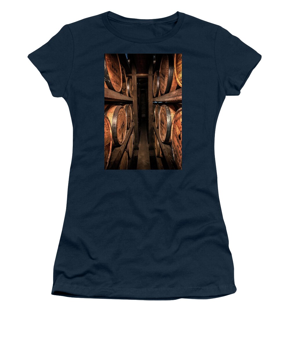 Woodford Reserve Women's T-Shirt featuring the photograph A Peek Between the Ricks by Susan Rissi Tregoning