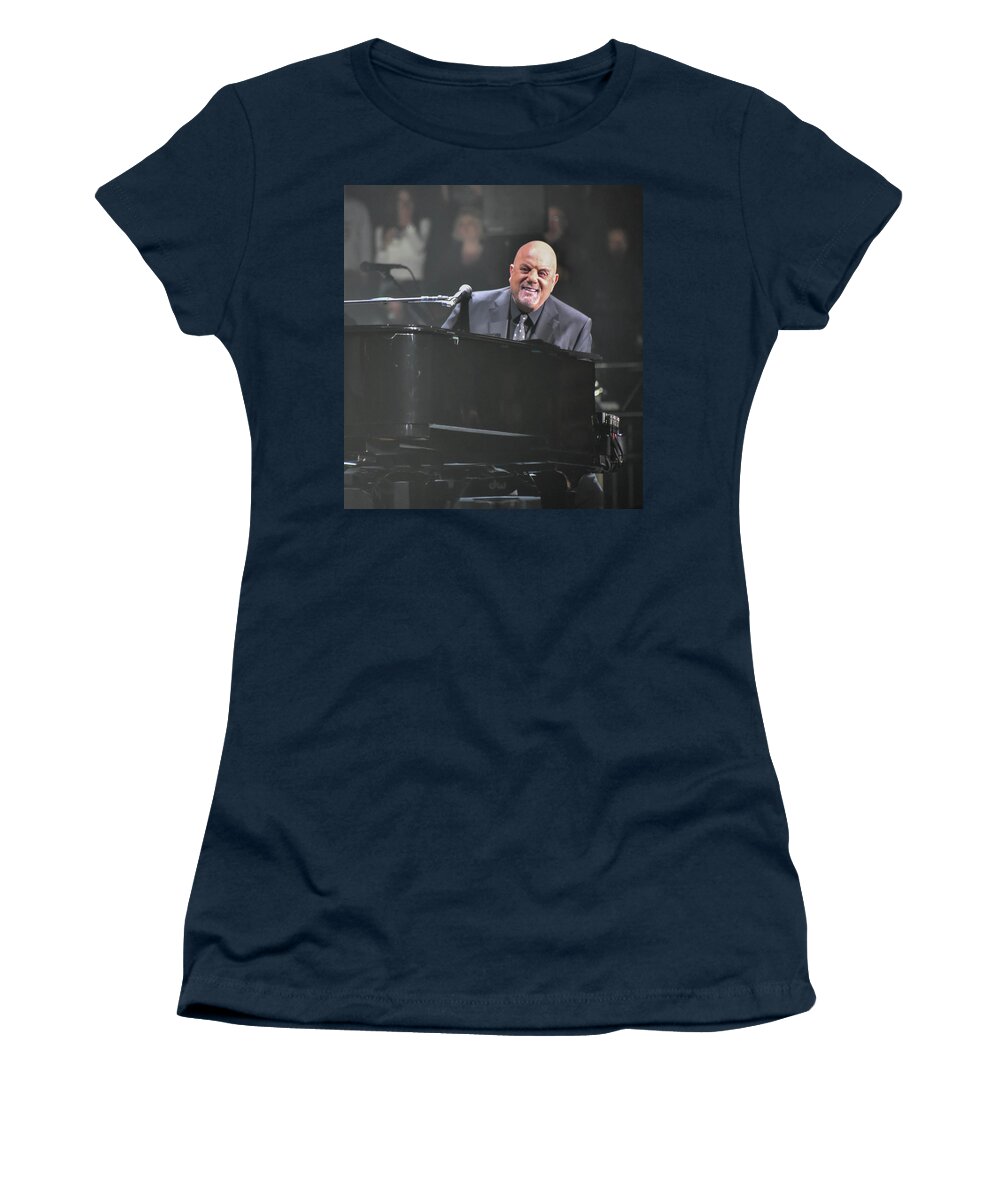 Billy Joel Women's T-Shirt featuring the photograph A smiling Billy Joel by Alan Goldberg