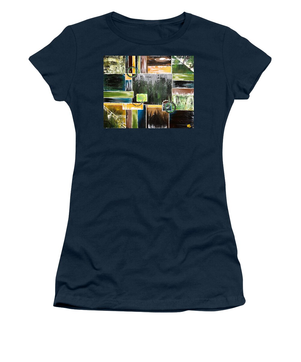 Green Women's T-Shirt featuring the painting Abstract by Cynthia King
