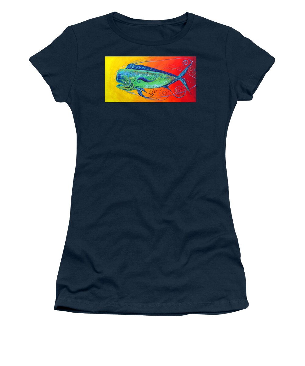 Fish Women's T-Shirt featuring the painting Abstract Mahi Mahi, 8 by J Vincent Scarpace