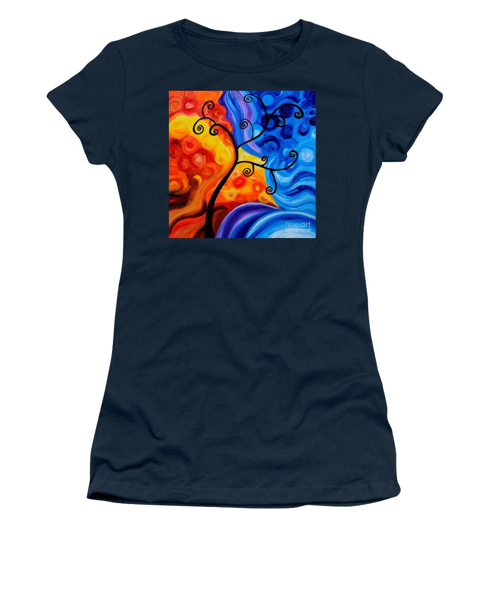 Abstract Paintings Women's T-Shirt featuring the painting Abstract Orange/Blue by Art by Danielle