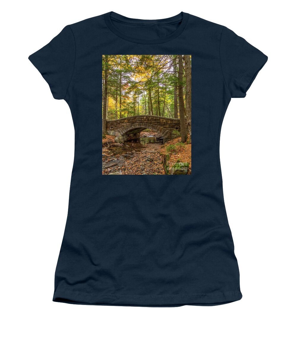 Autumn Women's T-Shirt featuring the photograph Acadia Bridge by Karin Pinkham