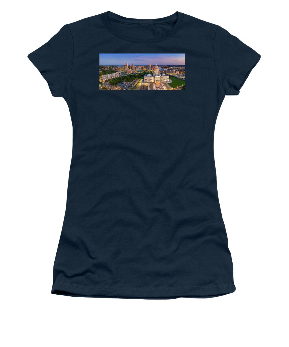 Providence Women's T-Shirt featuring the photograph Aerial panorama of Providence, Rhode Island by Mihai Andritoiu