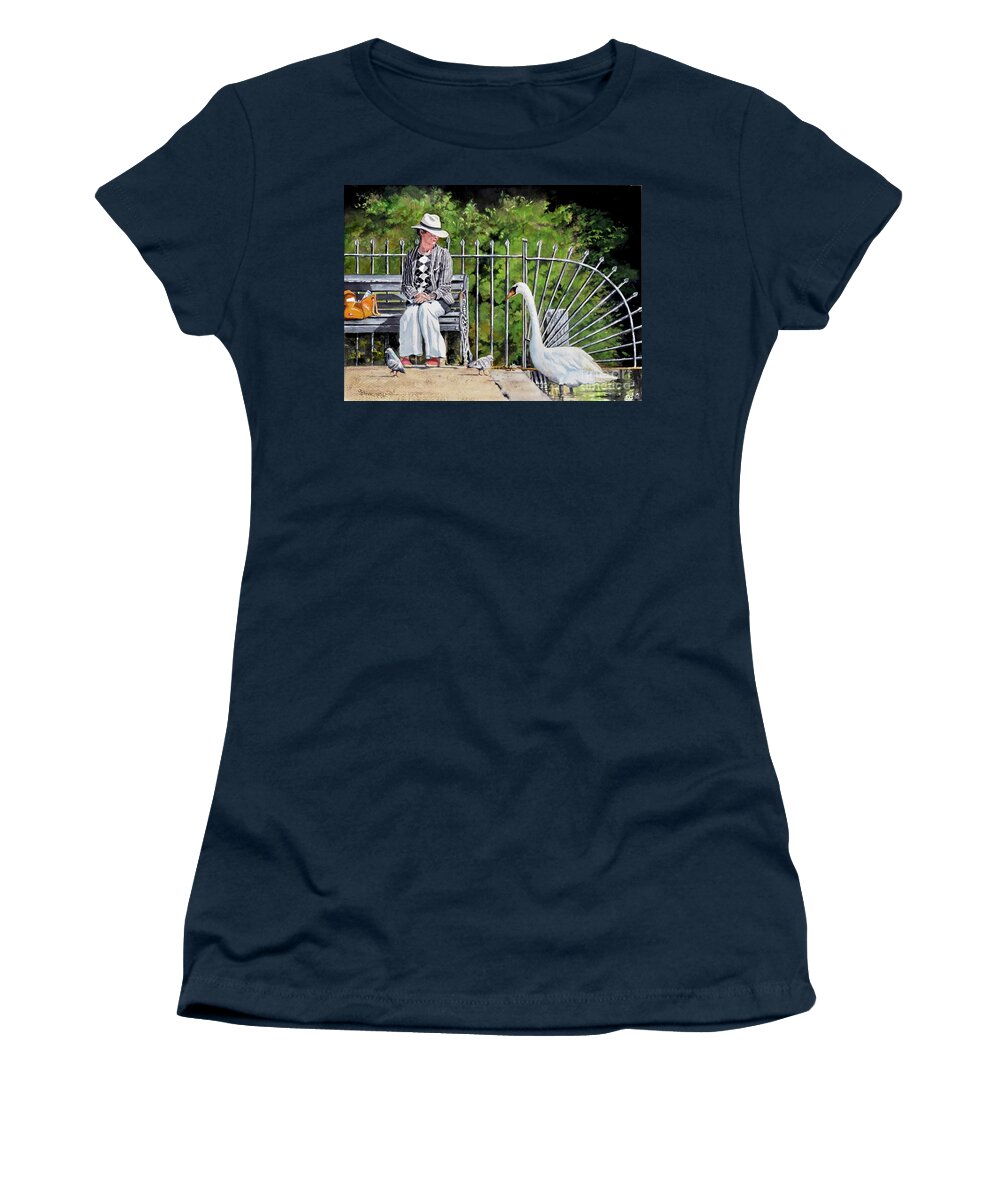 Landscape Women's T-Shirt featuring the painting Afternoon Conversation by Jeanette Ferguson