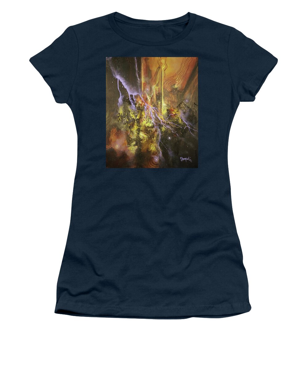Abstract Women's T-Shirt featuring the painting Against the Grain by Tom Shropshire