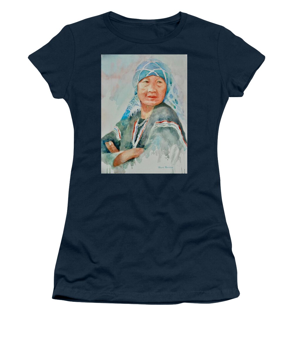 Thailand Women's T-Shirt featuring the painting Akha Villager 2 by Barbara Parisien