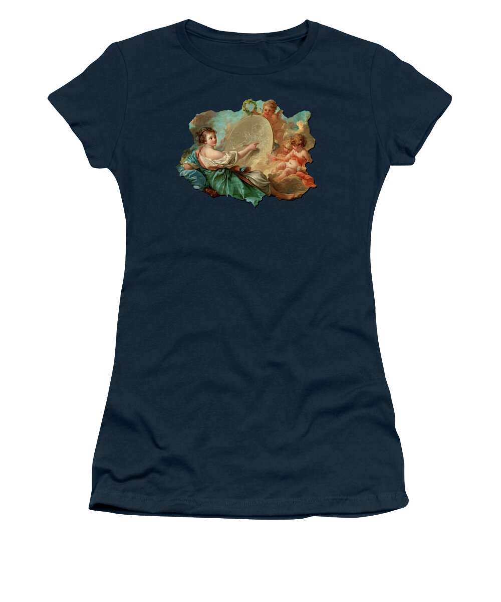 Allegory Of Painting Women's T-Shirt featuring the digital art Allegory of Painting by Francois Boucher by Rolando Burbon