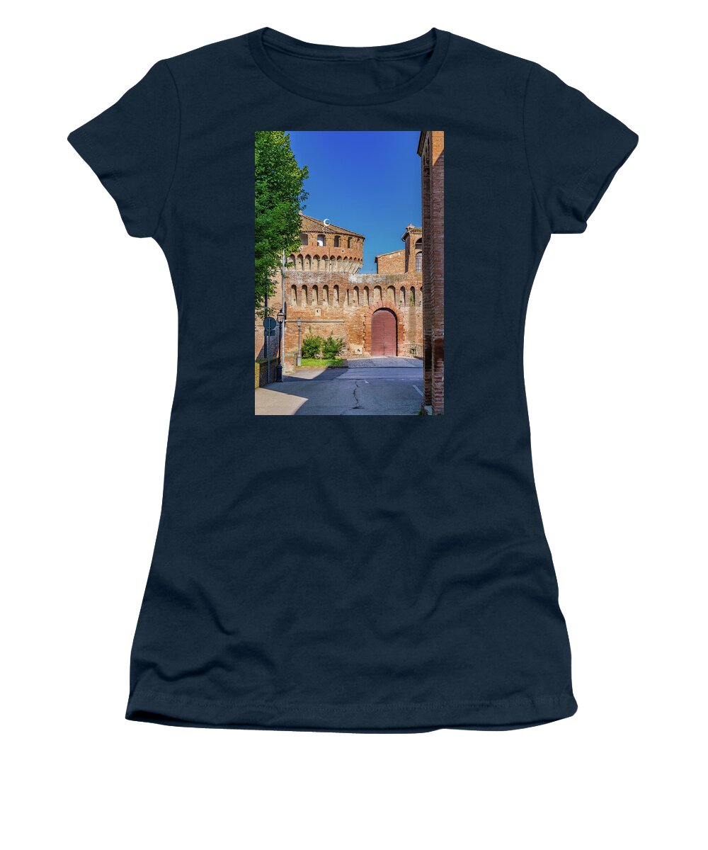 Italy Women's T-Shirt featuring the photograph Alley To Medieval Fortress by Vivida Photo PC