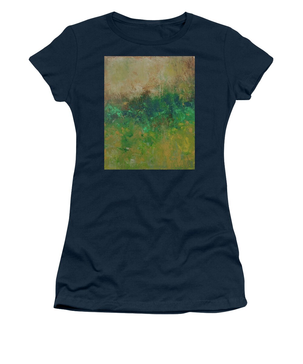 Abstract Women's T-Shirt featuring the painting Amongst blossoms by Ron Halfant