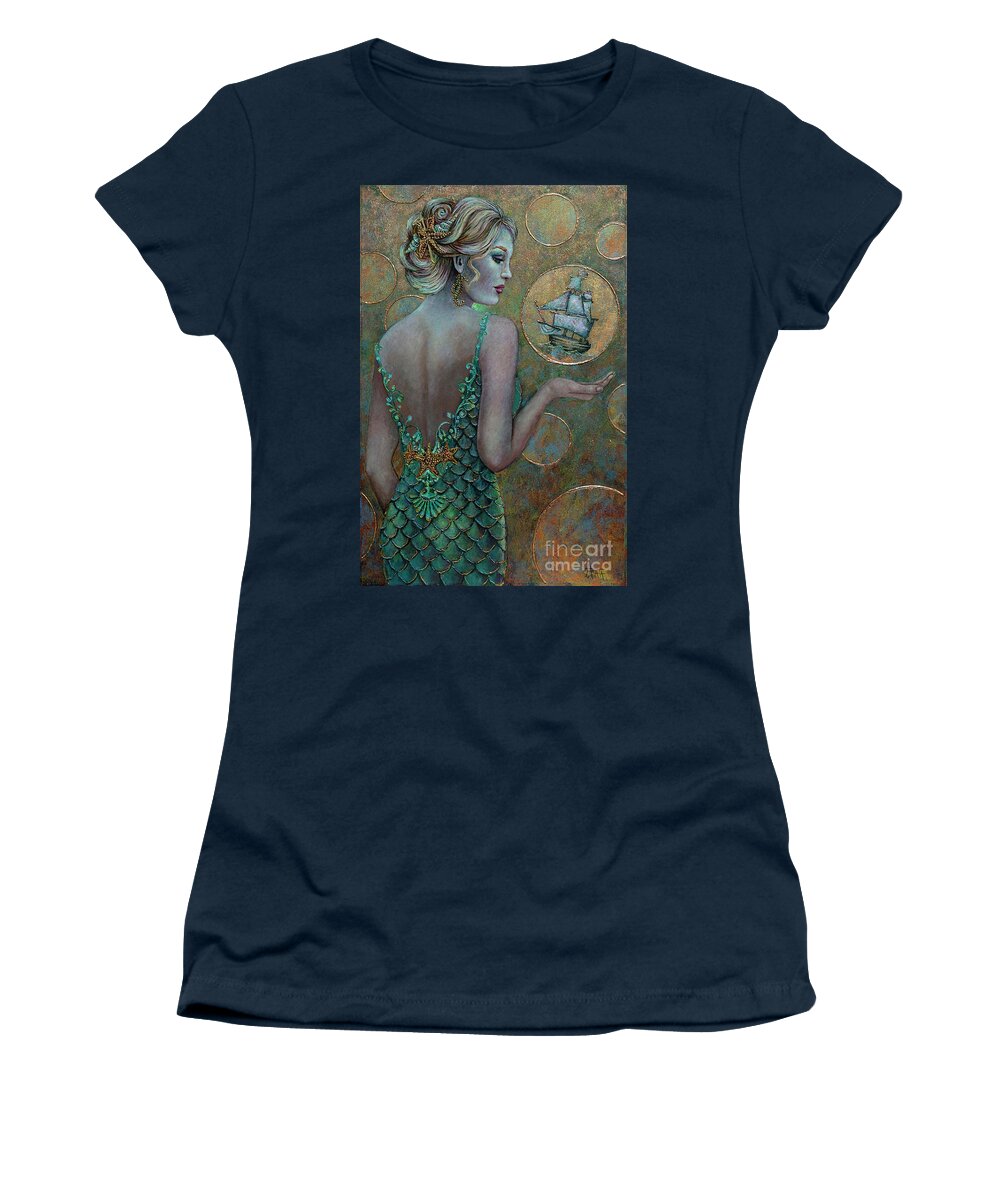 Sea Goddess Women's T-Shirt featuring the painting Amphitrite, Wife of Poseidon by Geraldine Arata