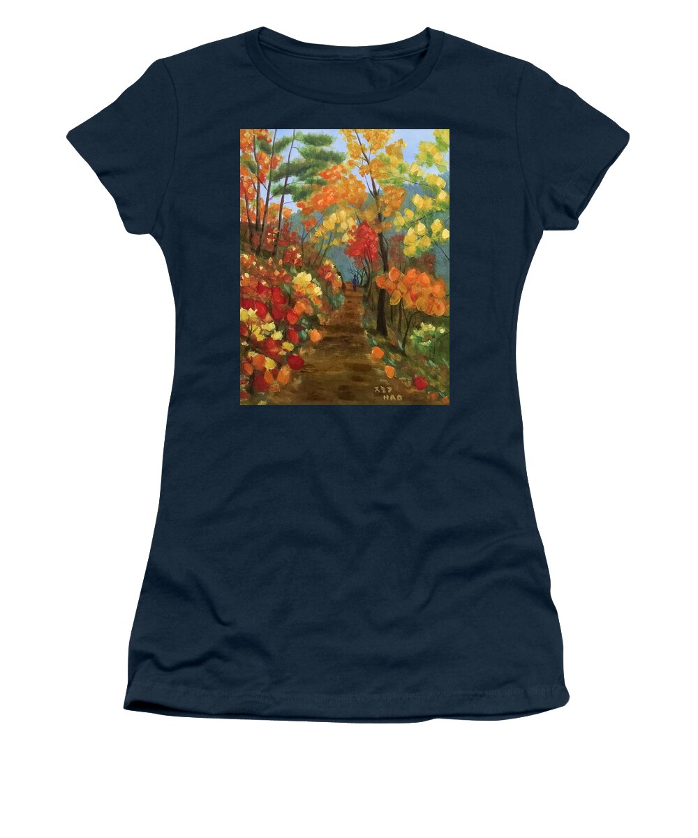 Autumn Women's T-Shirt featuring the painting An Autumn Boy by Helian Cornwell