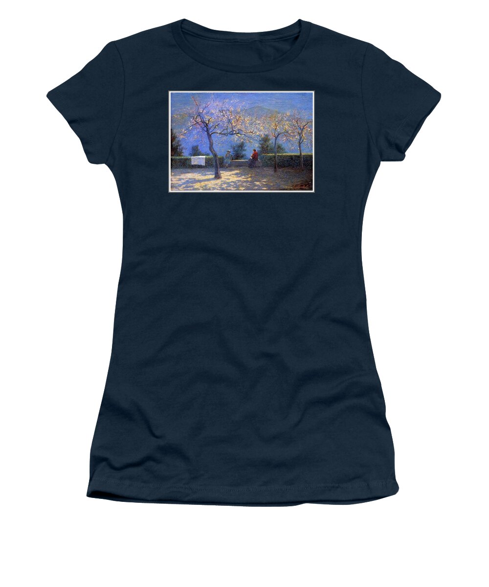 Nature Women's T-Shirt featuring the painting Angelo Morbelli 1853-1919, Spring in Colma - 1906 by Angelo Morbelli