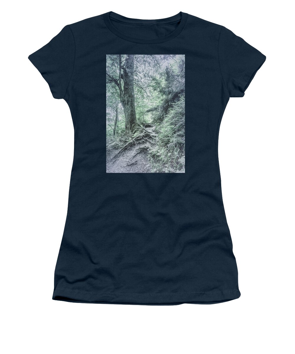 Appalachia Women's T-Shirt featuring the photograph Appalachian Trail in Cool Gray Tones by Debra and Dave Vanderlaan