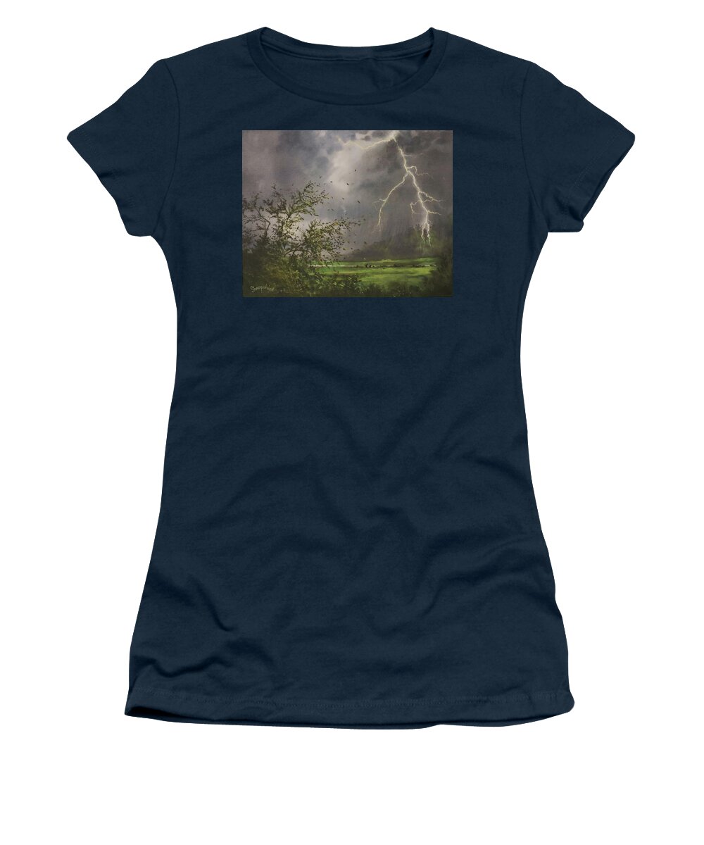 Storm Women's T-Shirt featuring the painting April Storm by Tom Shropshire