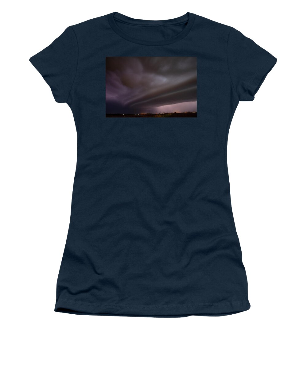 Nebraskasc Women's T-Shirt featuring the photograph April Thunderstorm Eye Candy 023 by Dale Kaminski
