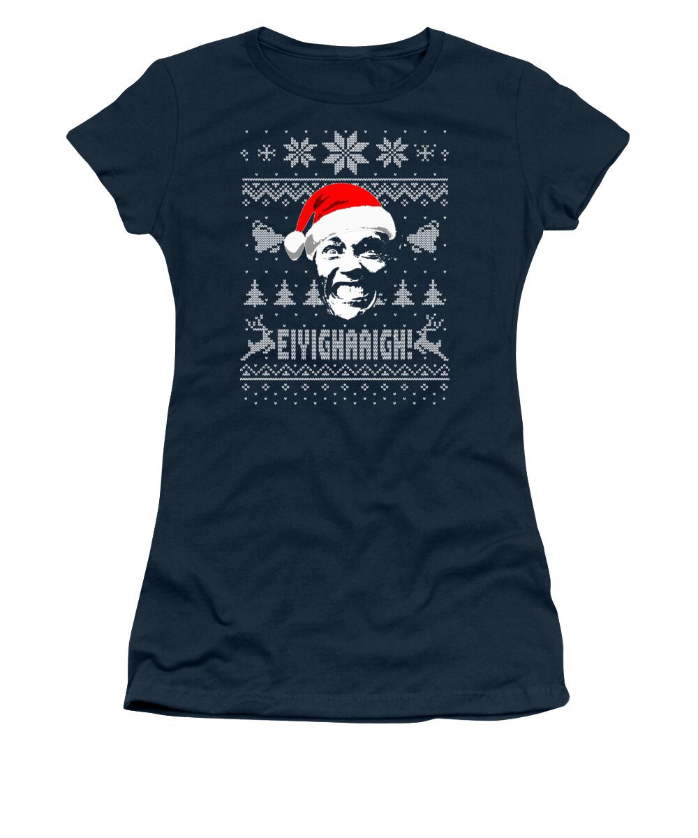 Christmas Women's T-Shirt featuring the digital art Arnold Schwarzenegger Christmas Shirt by Filip Schpindel