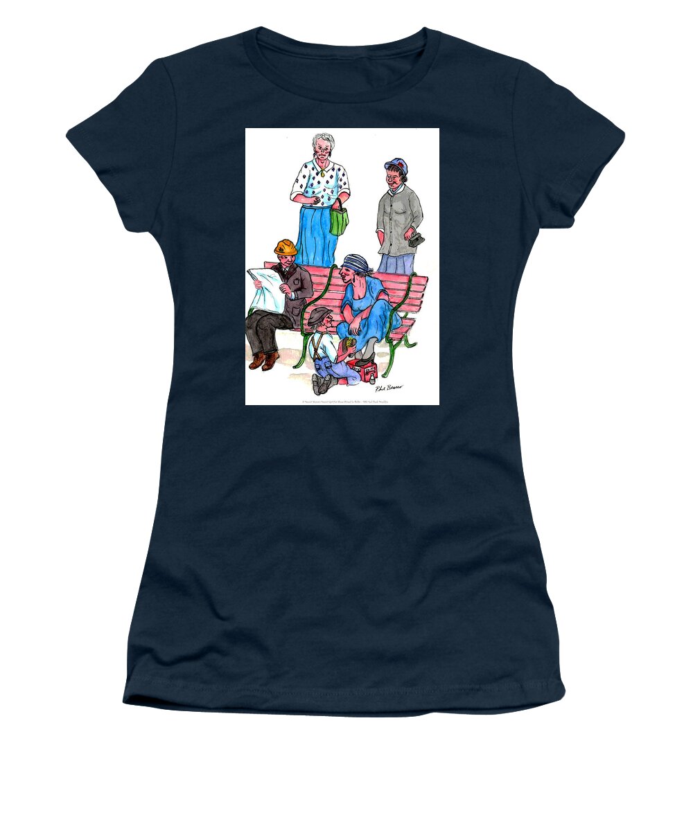 Decent Women's T-Shirt featuring the painting A Decent woman Never Gets A Shoe Shine In Public. by Philip And Robbie Bracco