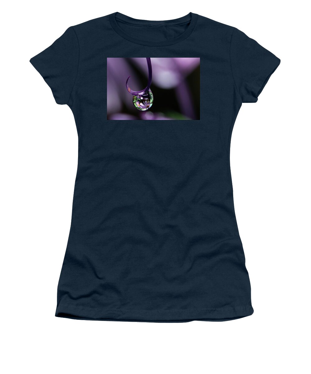 Macro Water Drop Women's T-Shirt featuring the photograph Asters by Michelle Wermuth