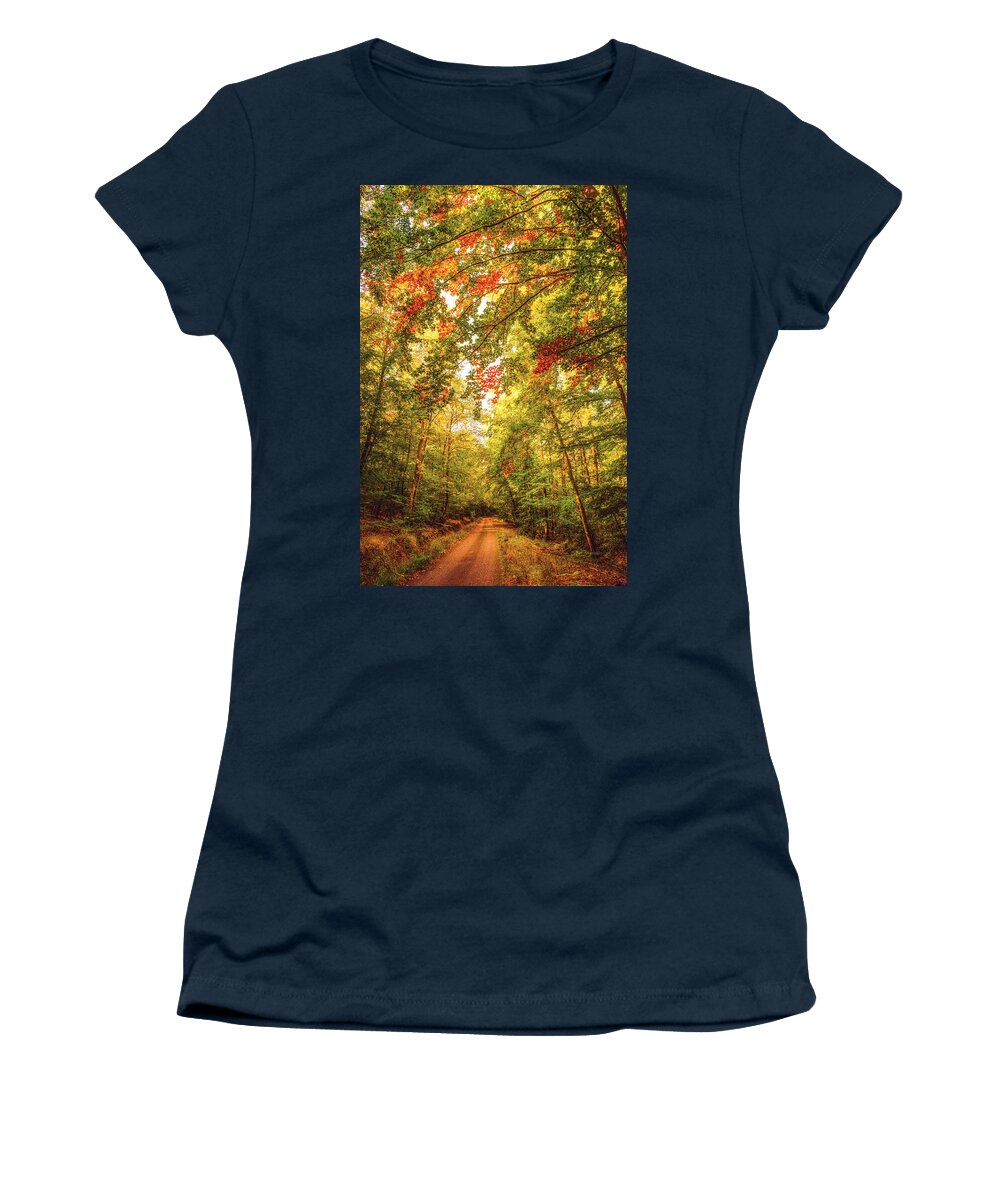 Autumn Women's T-Shirt featuring the photograph Autumn Colorful Path by Philippe Sainte-Laudy