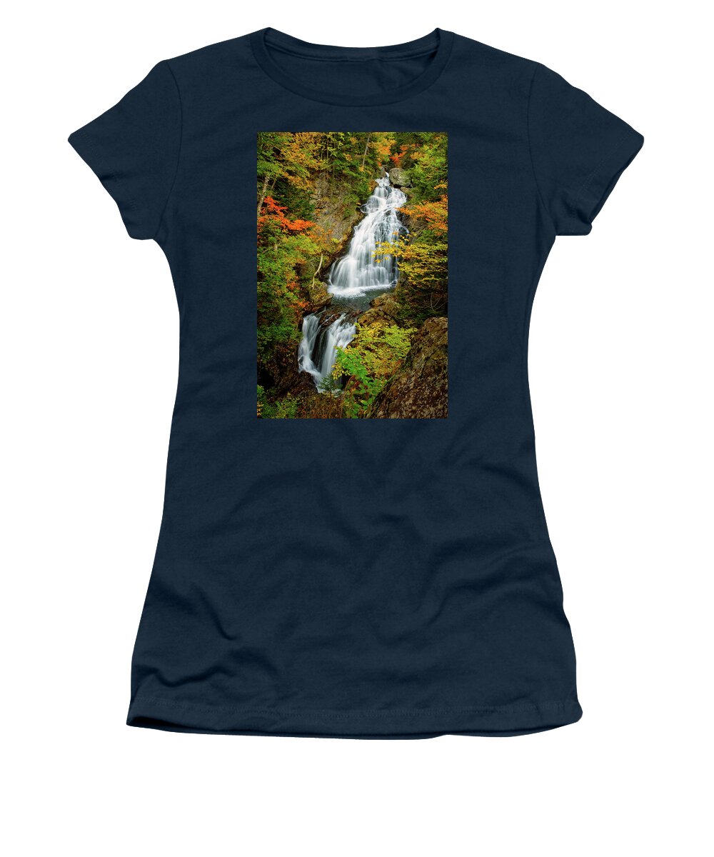 Crystal Cascade Women's T-Shirt featuring the photograph Autumn Falls, Crystal Cascade by Jeff Sinon