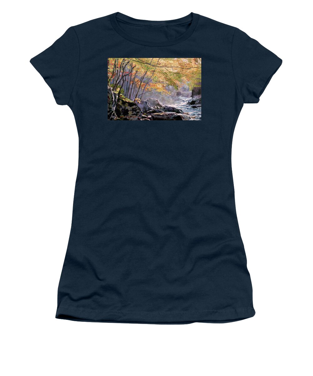 Landscape Women's T-Shirt featuring the painting Autumn Glen by David Lloyd Glover