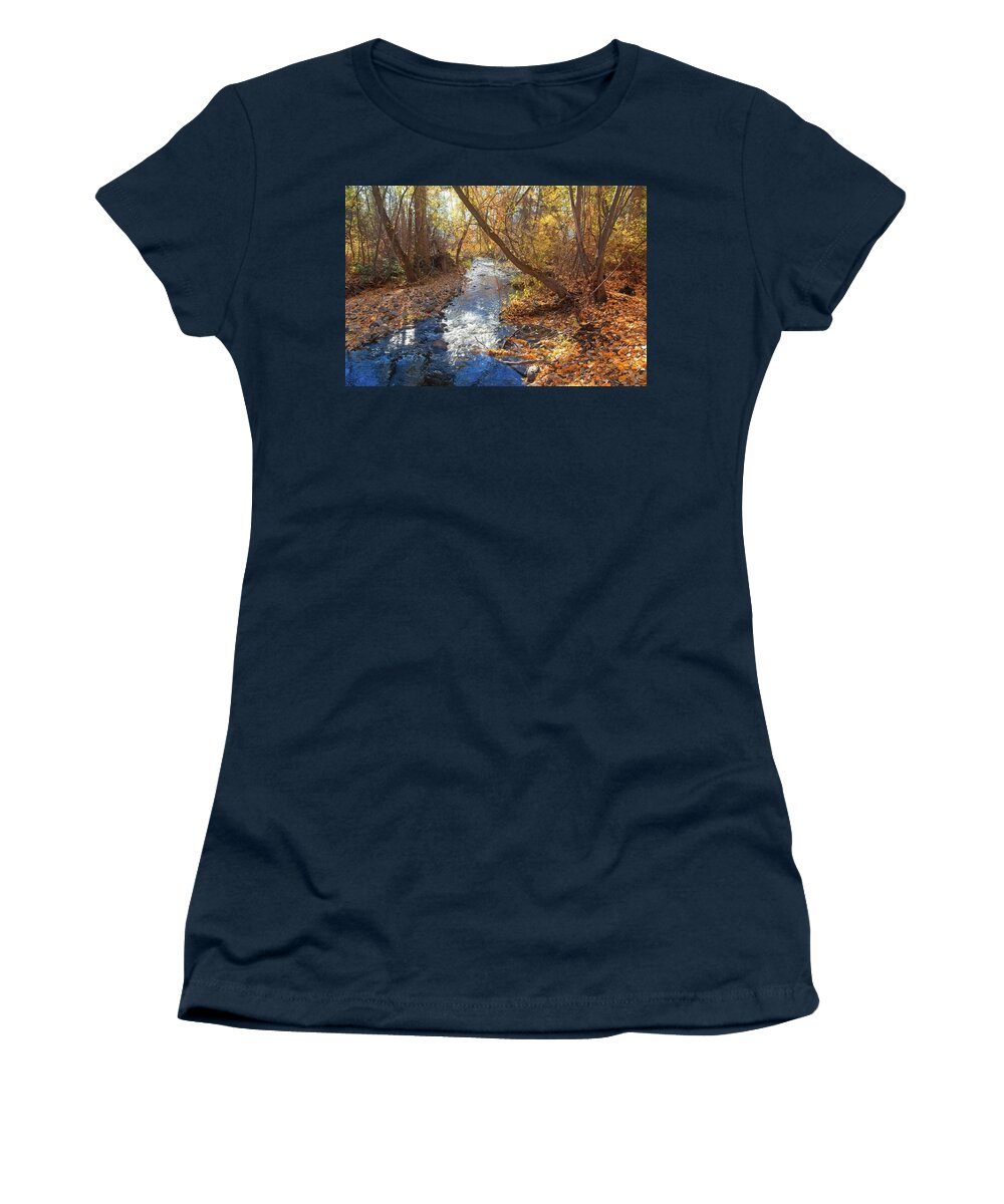 Landscape Women's T-Shirt featuring the photograph Autumn Powers Creek by Allan Van Gasbeck
