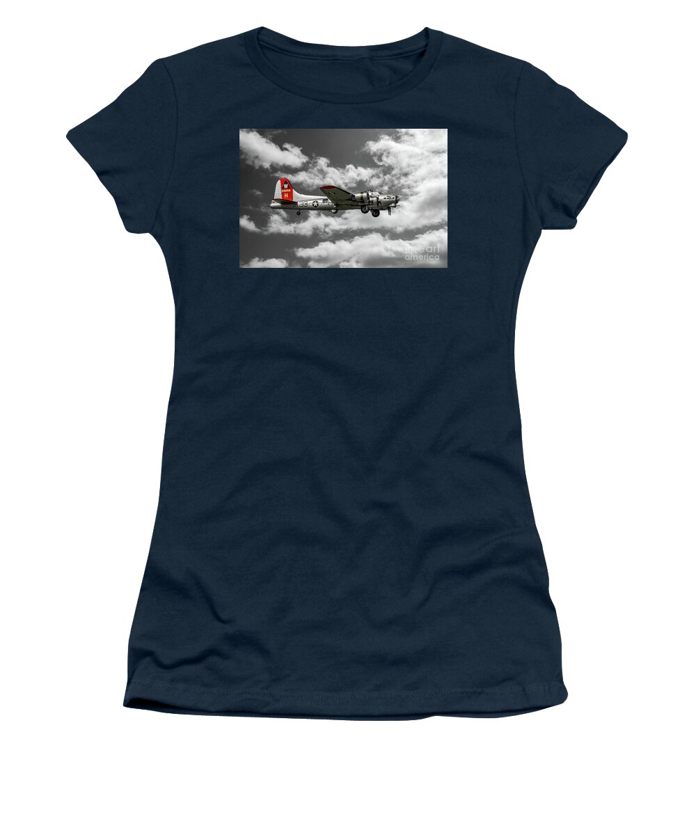 Aluminum Overcast Women's T-Shirt featuring the photograph B17 Aluminum Overcast by Anthony Sacco