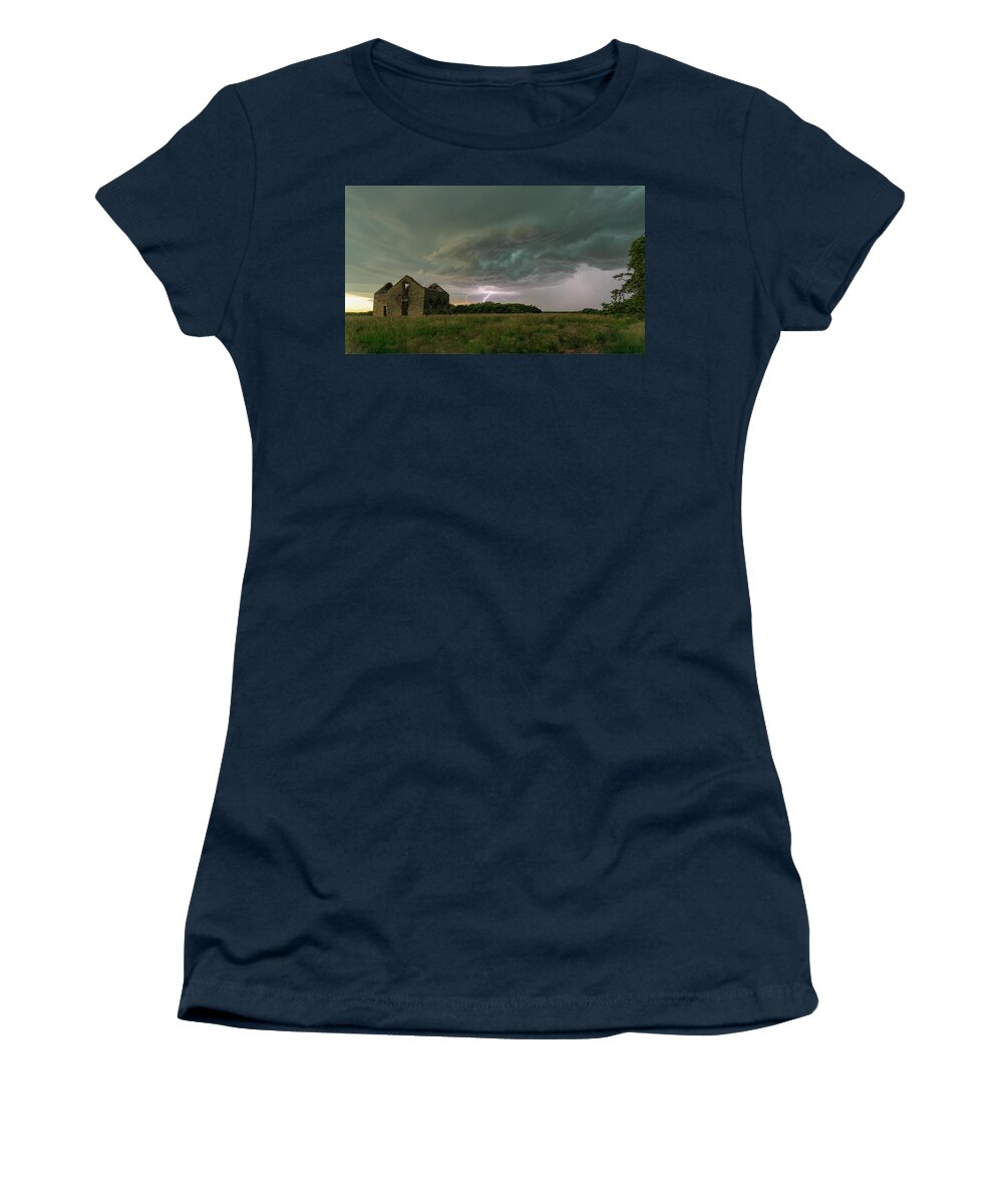 Tourism Women's T-Shirt featuring the photograph Backyard Lightning by Laura Hedien
