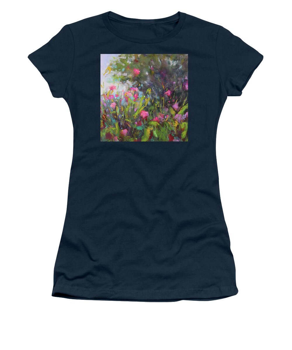 Wildflowers Women's T-Shirt featuring the painting Backyard Surprises by Susan Jenkins
