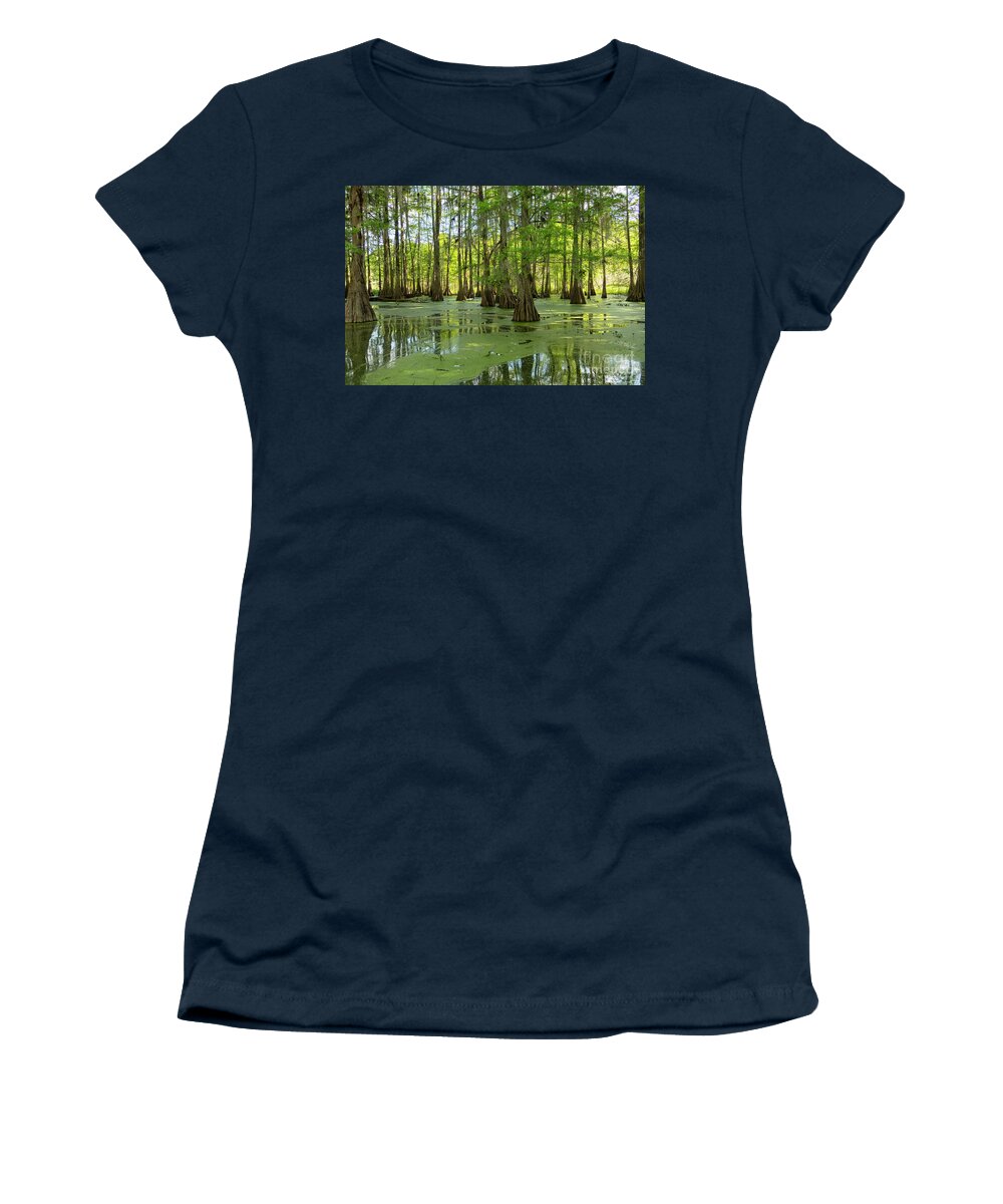 America Women's T-Shirt featuring the photograph Bald cypresses at Lake Martin, Louisiana by Patricia Hofmeester