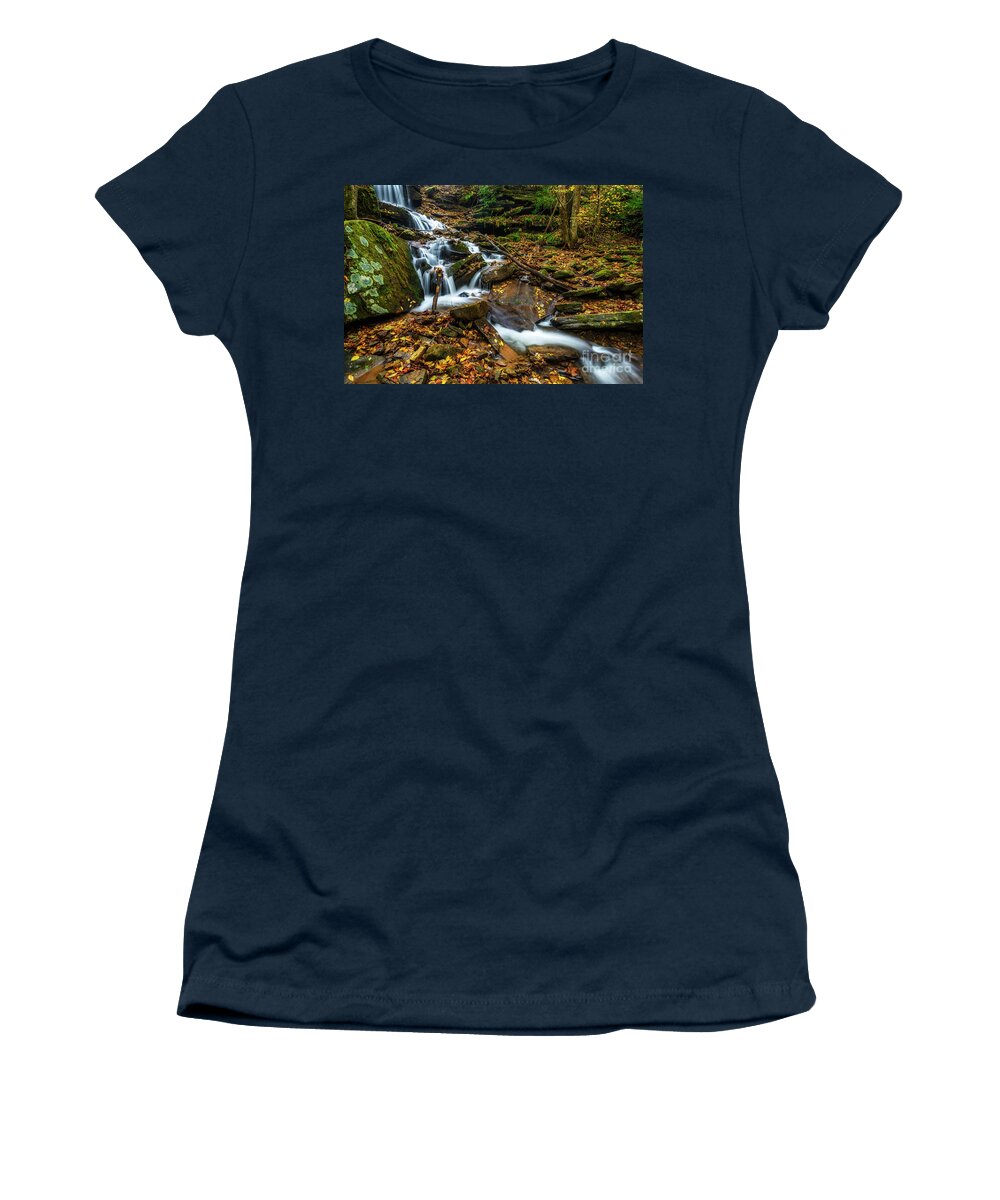 Waterfall Women's T-Shirt featuring the photograph Barton Mill Run Waterfall by Thomas R Fletcher