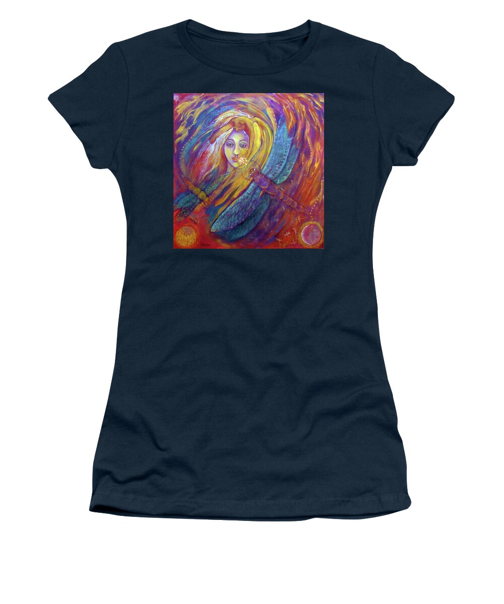 Be The Flame Women's T-Shirt featuring the painting Be the Flame Speak Fire with Love by Feather Redfox