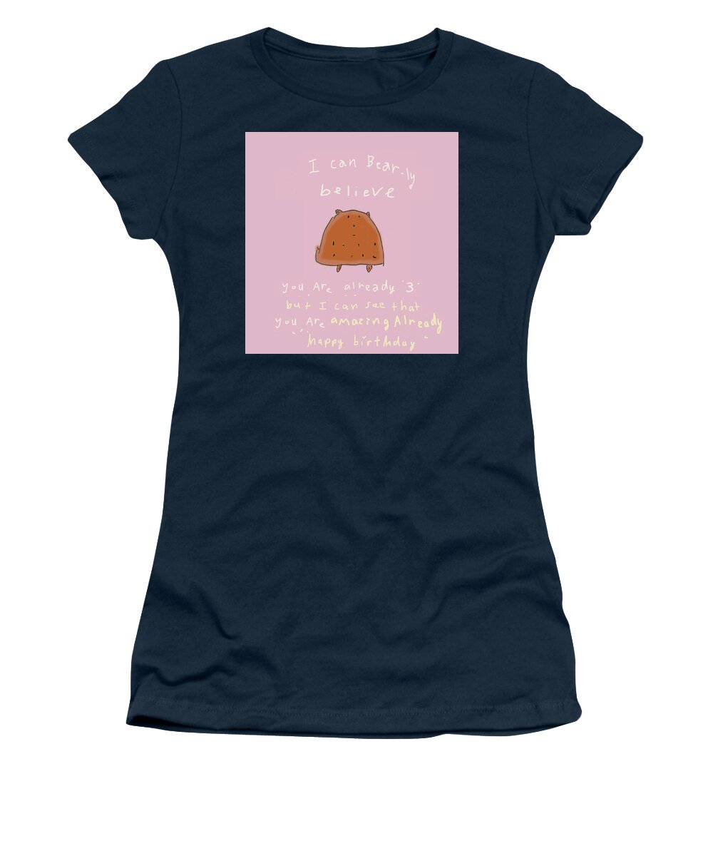 Whimsical Women's T-Shirt featuring the digital art Bear Birthday by Ashley Rice