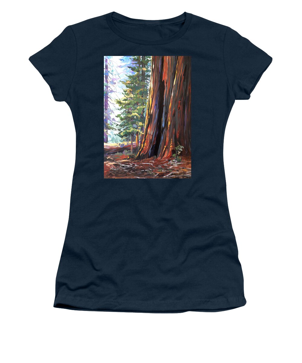 Sequoia Women's T-Shirt featuring the painting Big Tree by Nadi Spencer