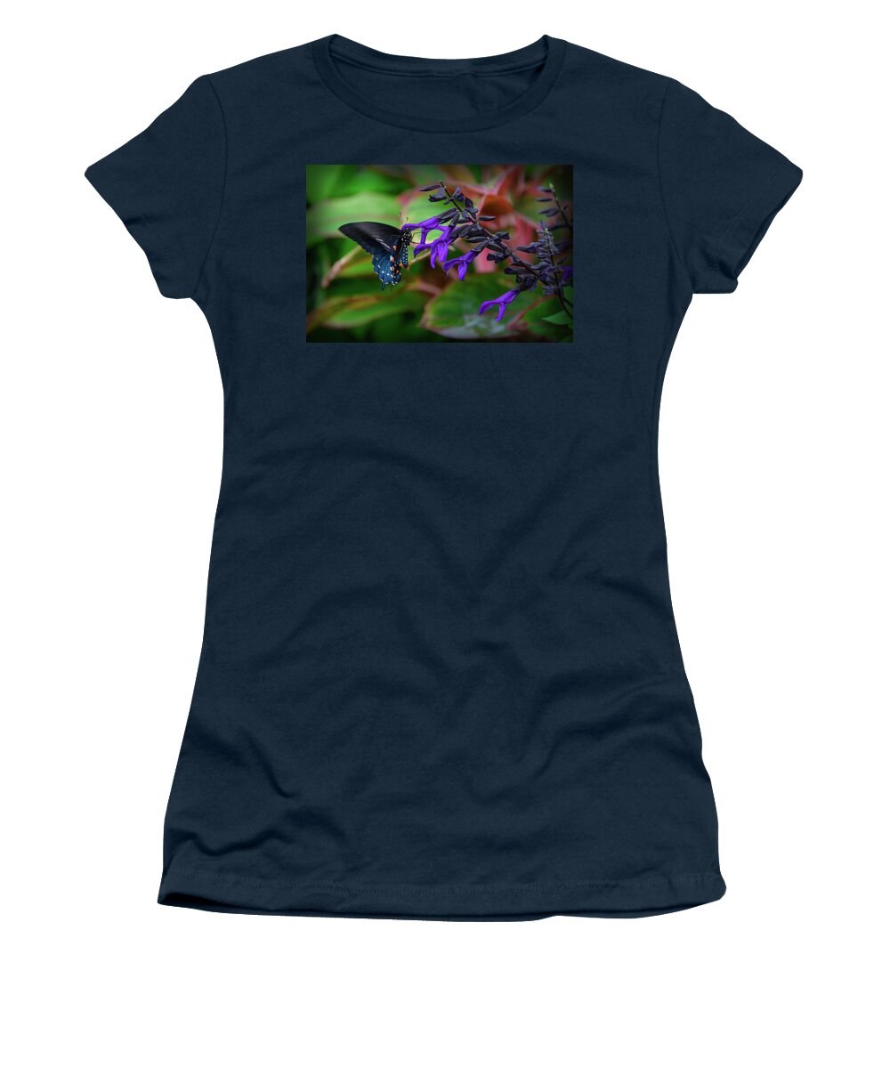 Butterfly Women's T-Shirt featuring the photograph Black and Blue by Michelle Wermuth