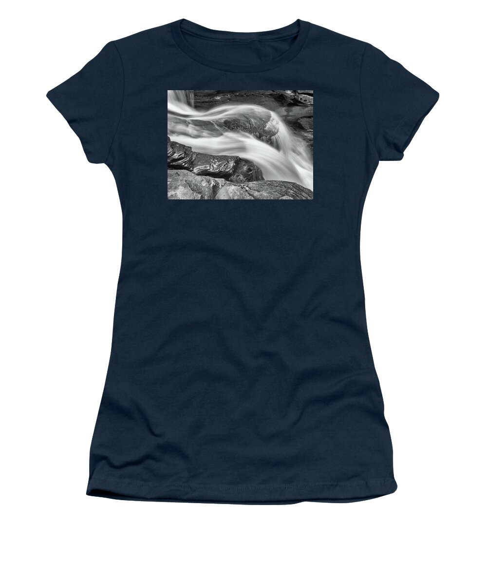 Abstract Women's T-Shirt featuring the photograph Black and White Rushing Water by Louis Dallara