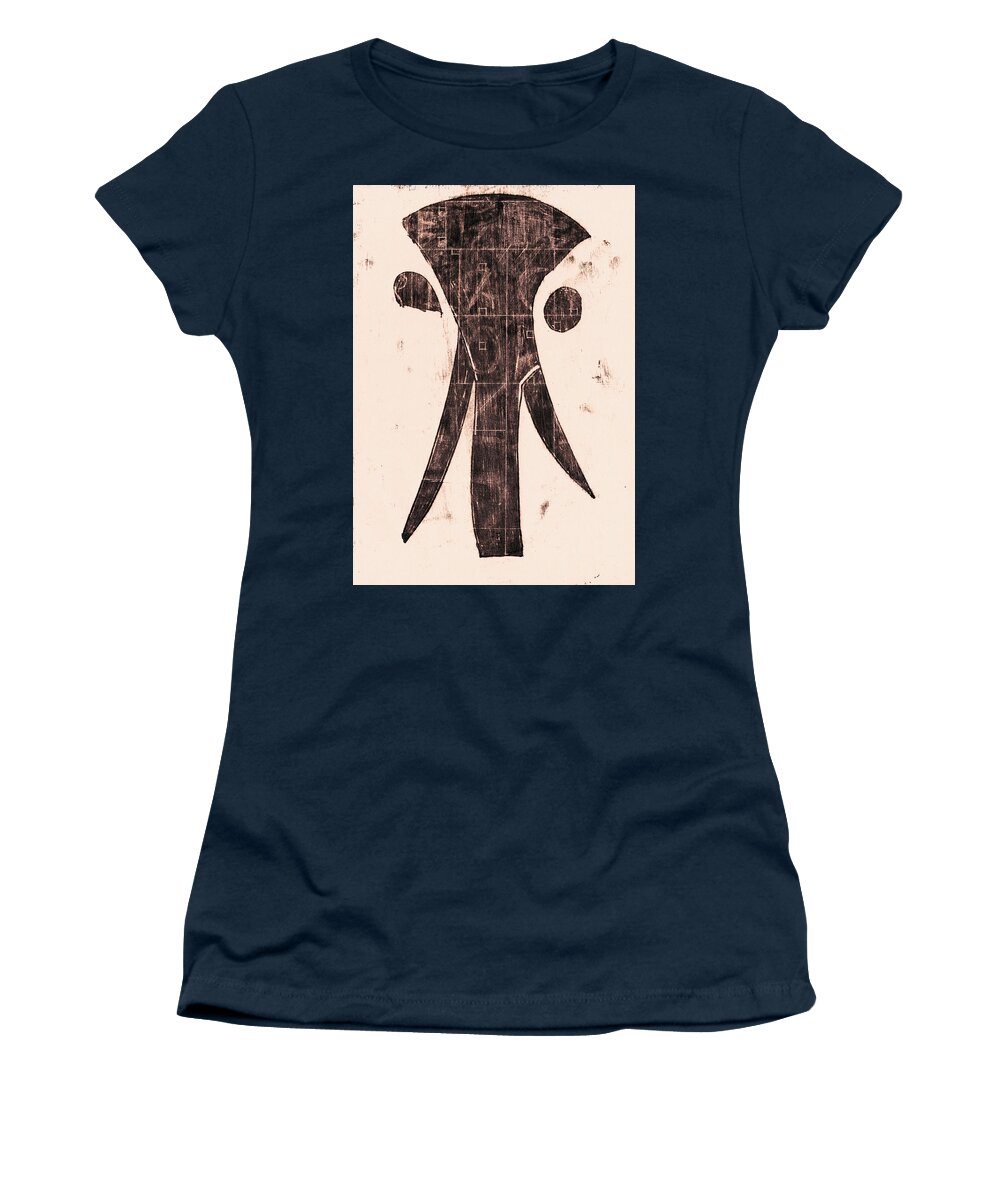 Elephant Women's T-Shirt featuring the drawing Black Ivory 1 Original Elephant by Edgeworth Johnstone
