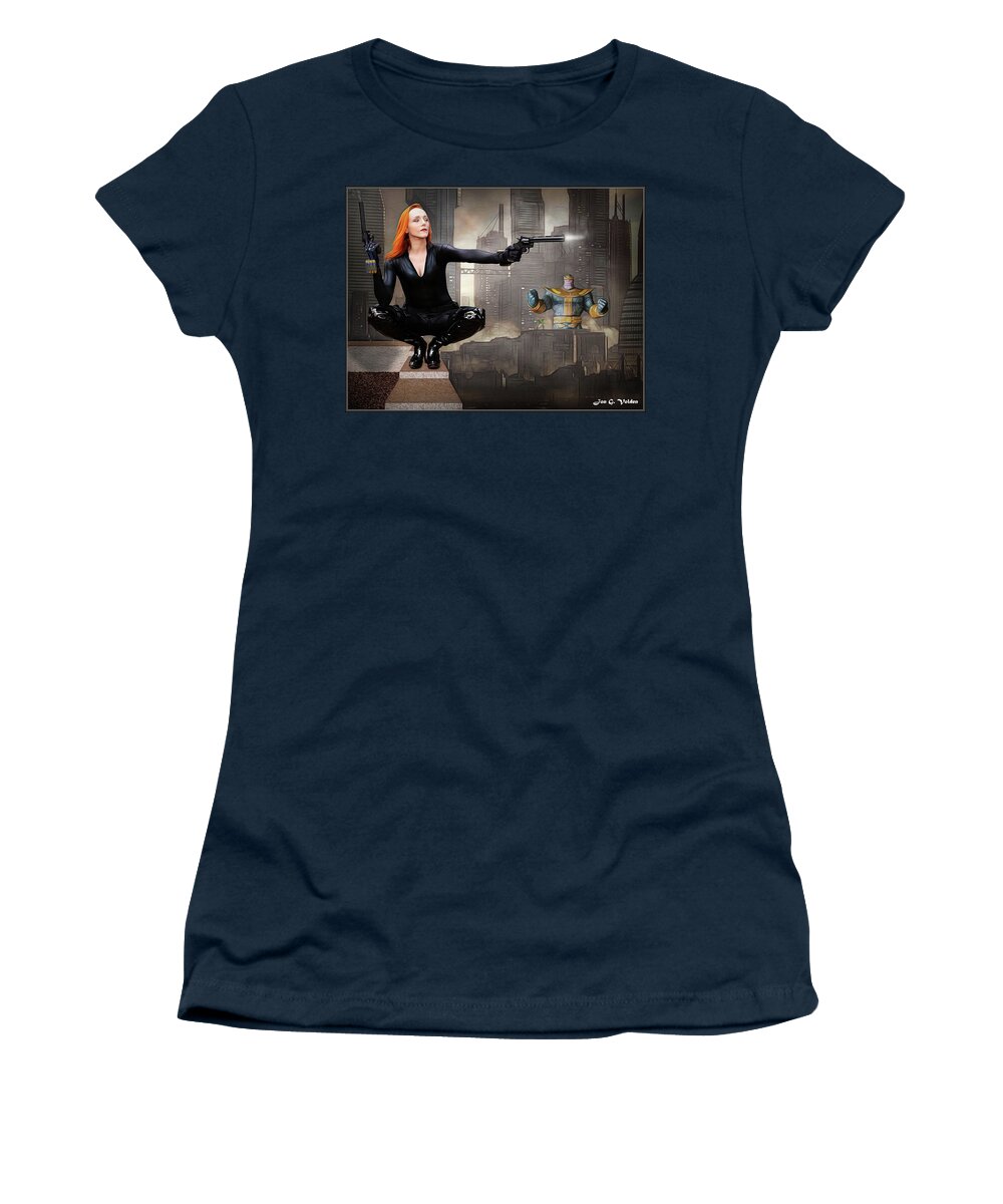 Black Women's T-Shirt featuring the photograph Black Widow In Infinitiy War by Jon Volden